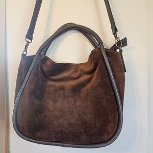 Elegant Brown Suede Pelle Handbag